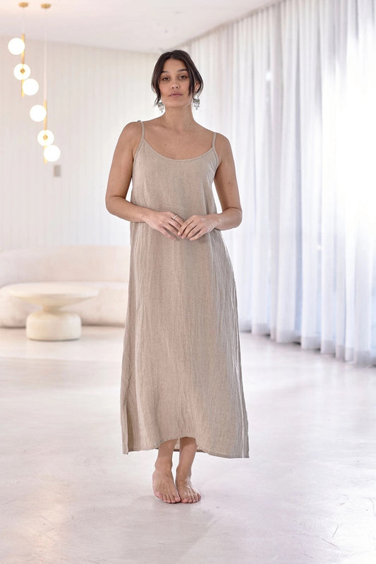 LINEN MIDI DRESS