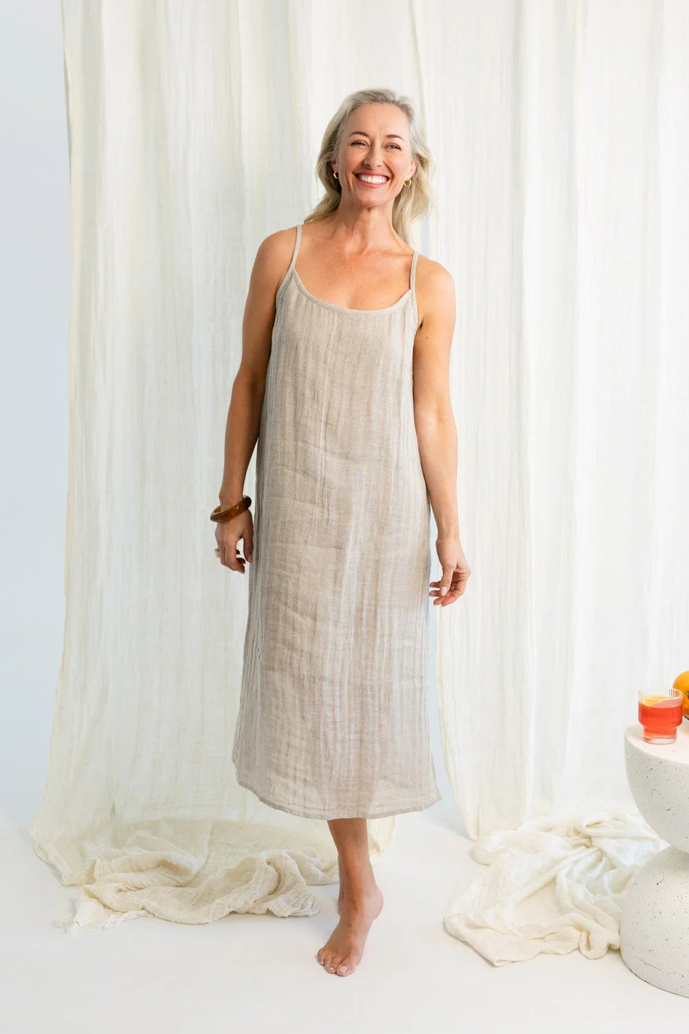 Luxe Linen  Midi - NATURAL