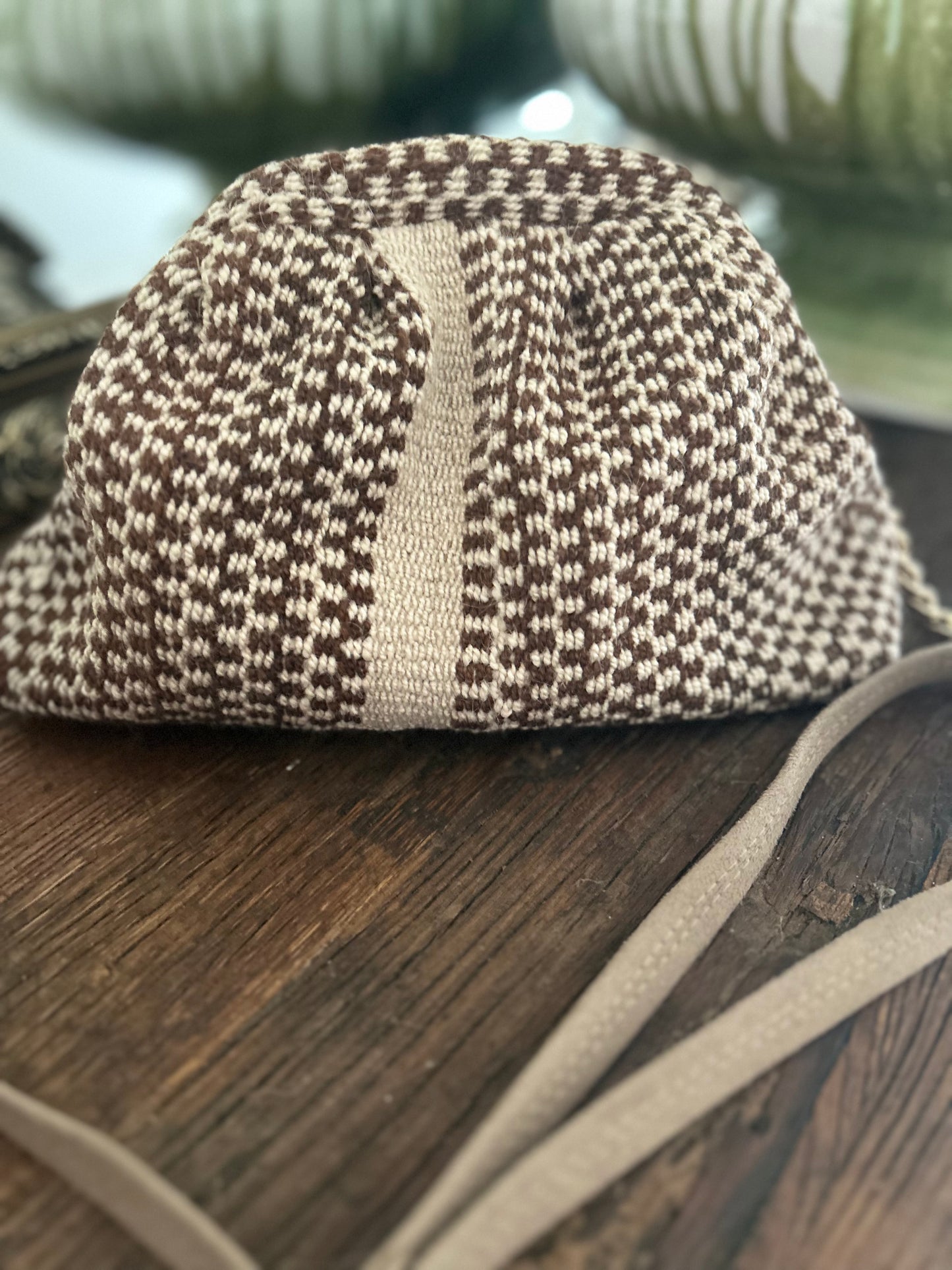 Luna Kiss Lock Frame Clutch - Alpaca in Browns and Ivory