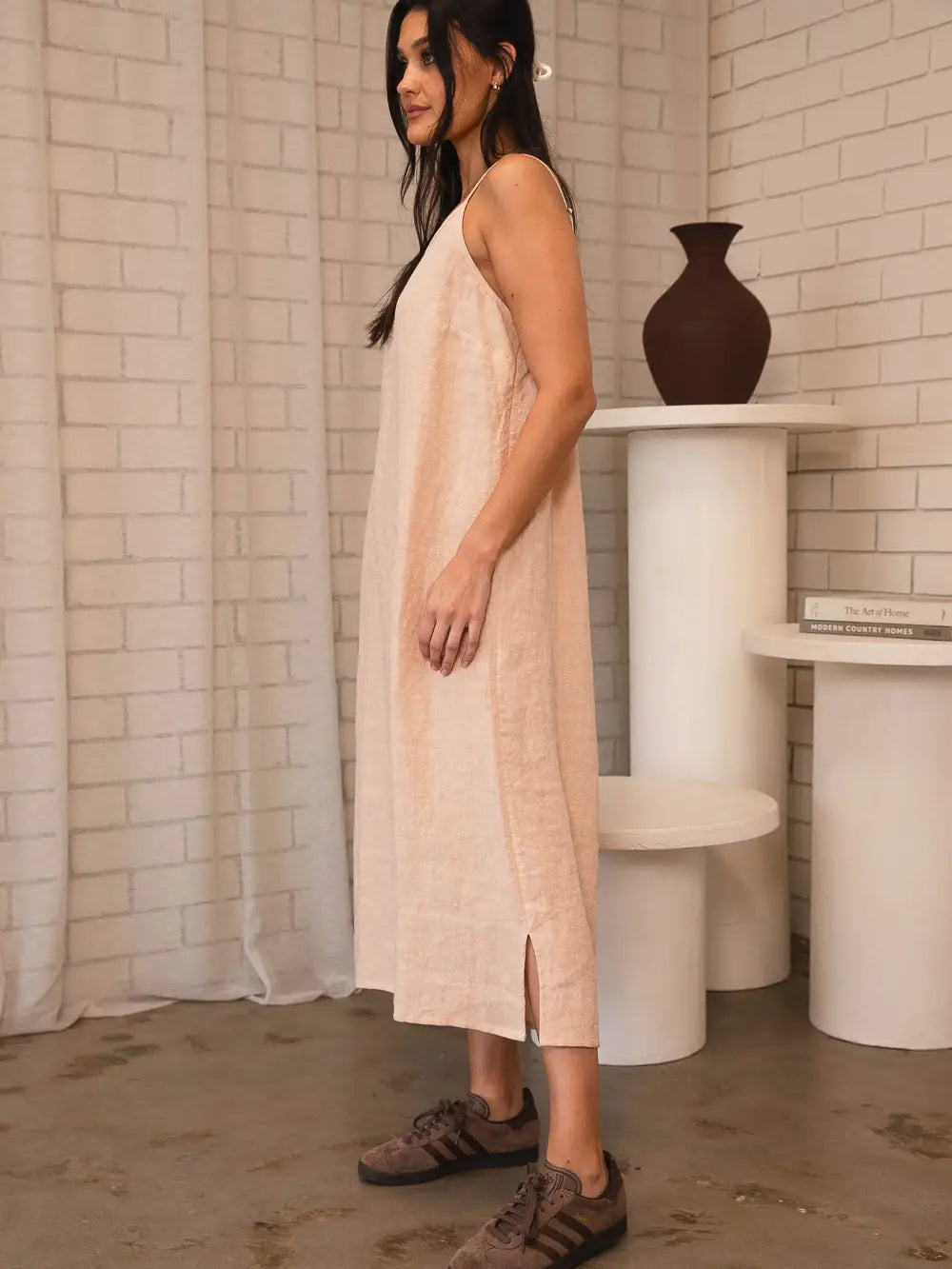 LINEN MIDI DRESS