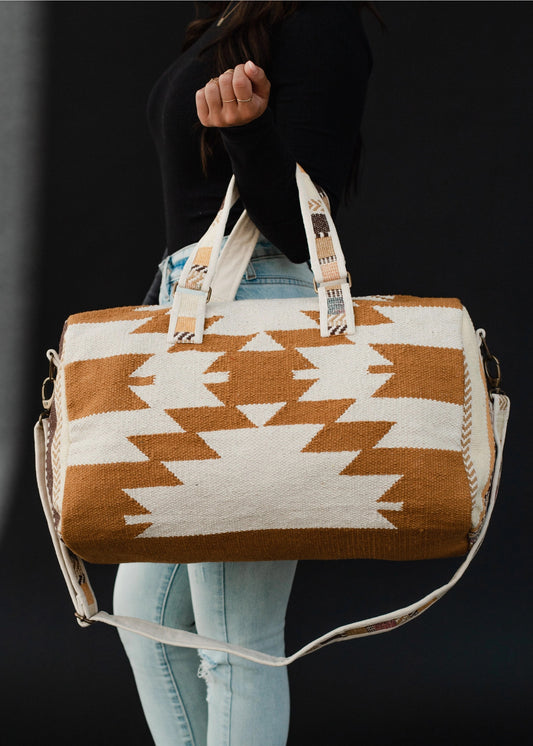 AZTEC CAMEL AND CREAM WEEKENDER  BAG