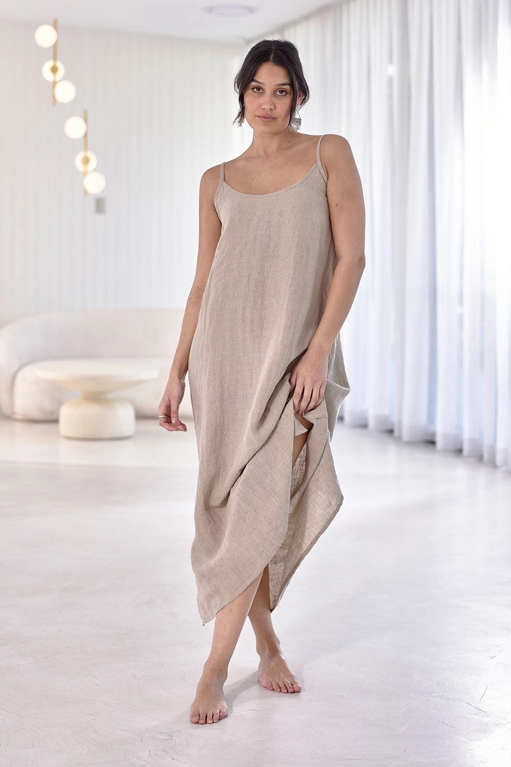 LINEN MIDI DRESS