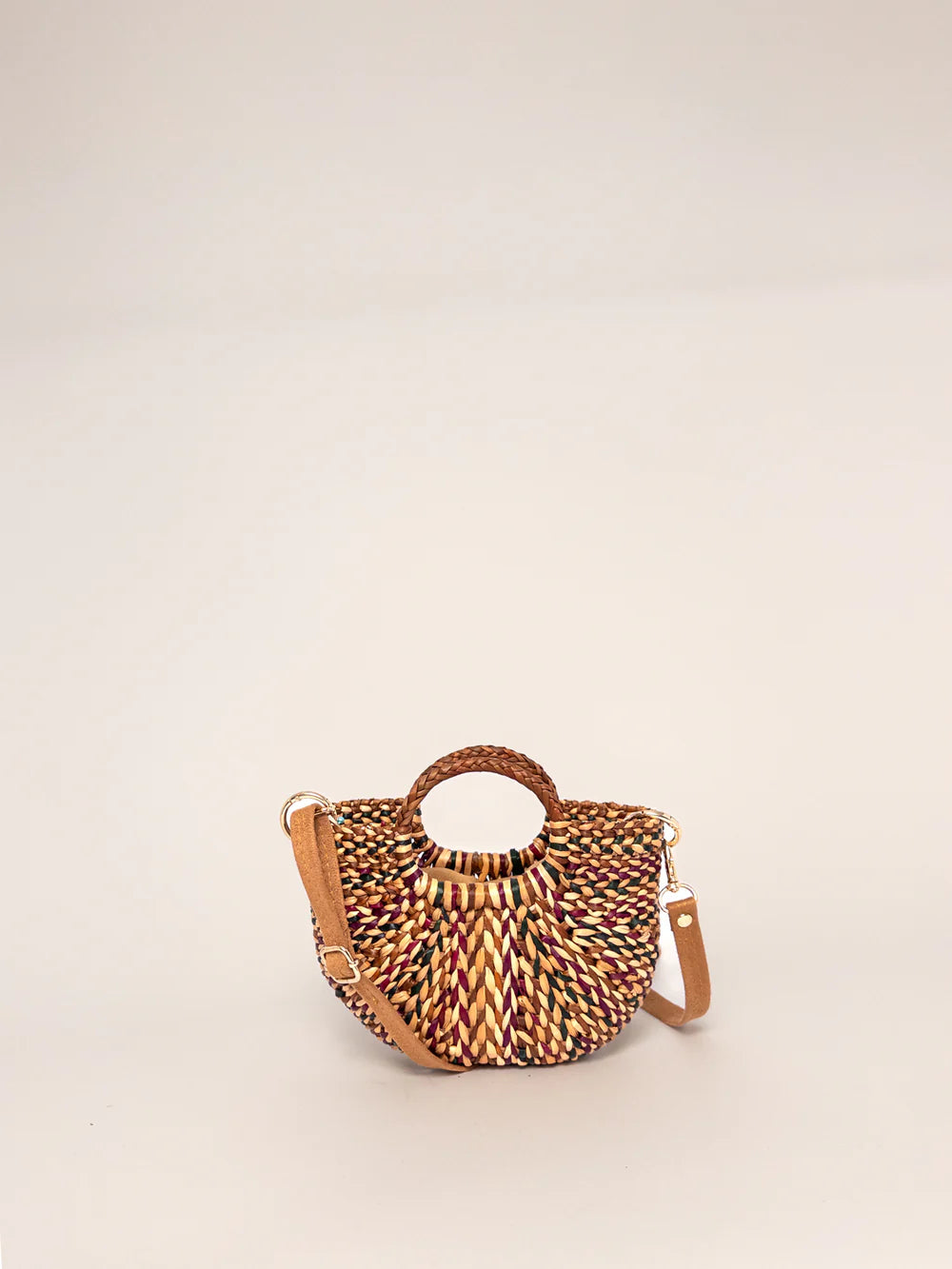 The Fiesta Mini Crosbody - Marbled Browns, Green and Burgundy